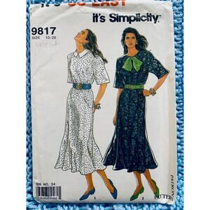 Simplicity 9817 pattern maxi dress 1980s size 10-20